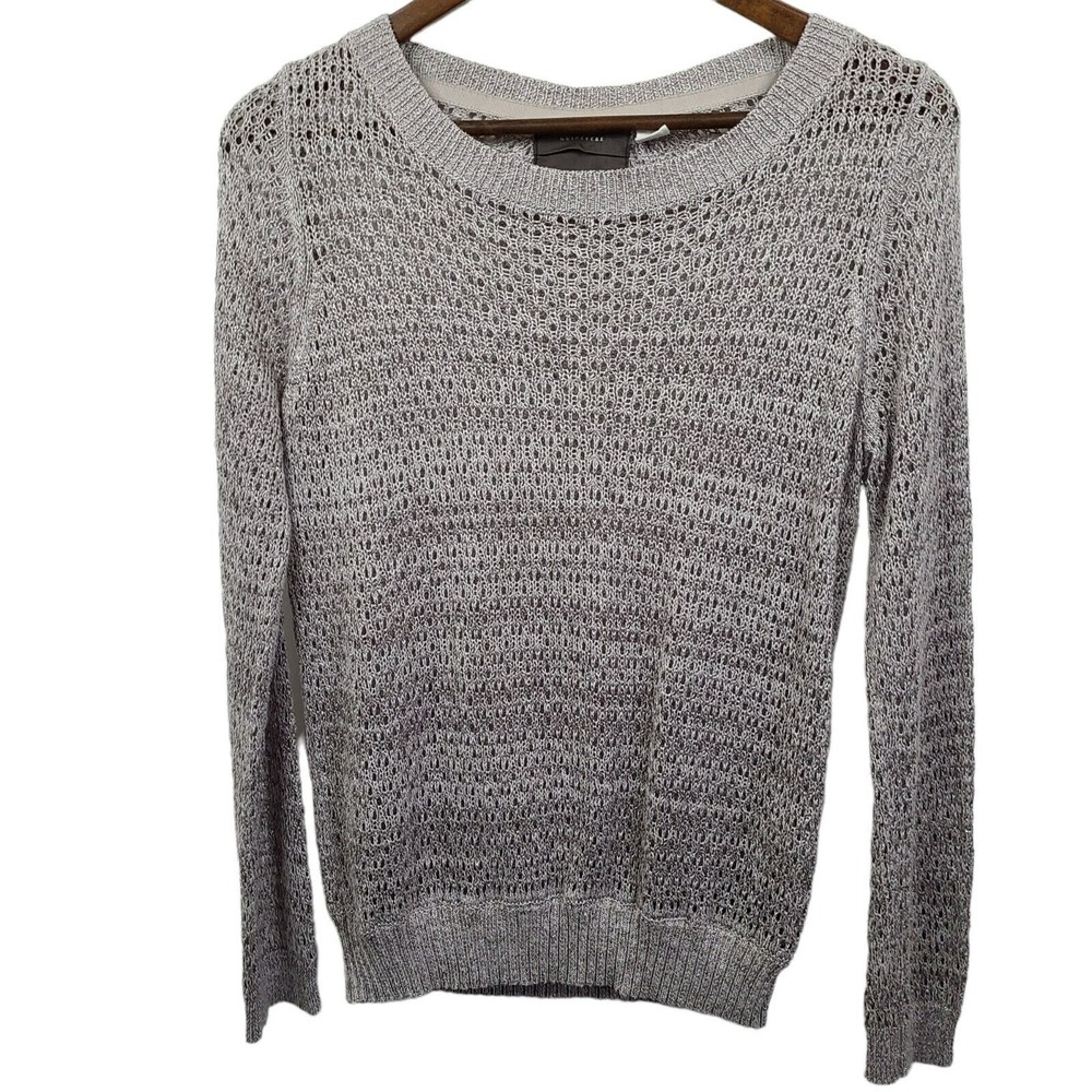 Guinevere Open Knit Long Sleeve Metallic Sweater Medium